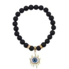 Браслет Глаз (от сглаза и порчи) синт.камень Шунгит 8мм BS-CR-0624