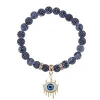 Браслет Глаз (от сглаза и порчи) нат.камень синий Африк. агат 8мм BS-CR-0627