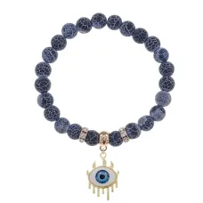 Браслет Глаз (от сглаза и порчи) нат.камень синий Африк. агат 8мм BS-CR-0627