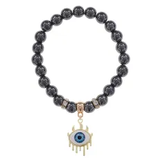 Браслет Глаз (от сглаза и порчи) синт.камень Гематит 8мм BS-CR-0628