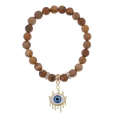 Браслет Глаз (от сглаза и порчи) нат.камень Песочная яшма 8мм BS-CR-0630
