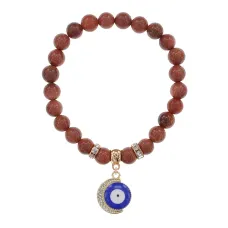 Браслет Полумесяц и Глаз (от сглаза) синт.камень Корич. авантюрин 8мм BS-CR-0631