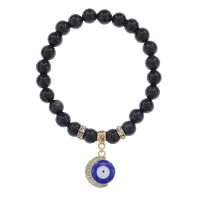 Браслет Полумесяц и Глаз (от сглаза) синт.камень Синий авантюрин 8мм BS-CR-0632