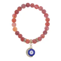 Браслет Полумесяц и Глаз (от сглаза) нат.камень Африканский агат 8мм BS-CR-0634