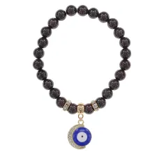 Браслет Полумесяц и Глаз (от сглаза) нат.камень Гранат 8мм BS-CR-0636