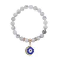 Браслет Полумесяц и Глаз (от сглаза) нат.камень Кахолонг 8мм BS-CR-0637