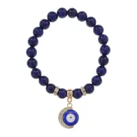 Браслет Полумесяц и Глаз (от сглаза) нат.камень Лазурит 8мм BS-CR-0640