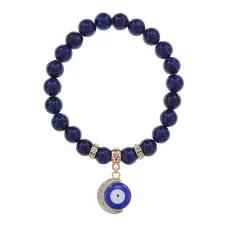 Браслет Полумесяц и Глаз (от сглаза) нат.камень Лазурит 8мм BS-CR-0640