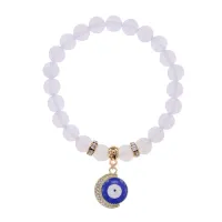 Браслет Полумесяц и Глаз (от сглаза) синт.камень Лунный камень 8мм BS-CR-0641
