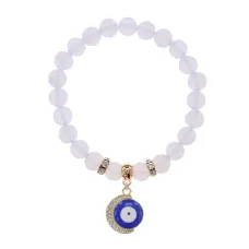 Браслет Полумесяц и Глаз (от сглаза) синт.камень Лунный камень 8мм BS-CR-0641