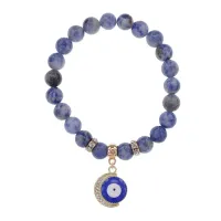 Браслет Полумесяц и Глаз (от сглаза) нат.камень Содалит 8мм BS-CR-0648