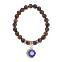 Браслет Полумесяц и Глаз (от сглаза) нат.камень Тигровый глаз 8мм BS-CR-0649