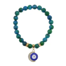Браслет Полумесяц и Глаз (от сглаза) синт.камень Хризоколла 8мм BS-CR-0651