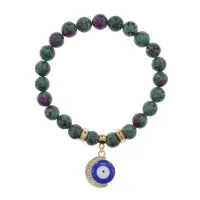 Браслет Полумесяц и Глаз (от сглаза) синт.камень Цоизит 8мм BS-CR-0652