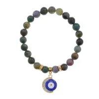 Браслет Полумесяц и Глаз (от сглаза) нат.камень Яшма 8мм BS-CR-0655