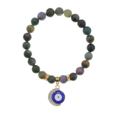 Браслет Полумесяц и Глаз (от сглаза) нат.камень Яшма 8мм BS-CR-0655