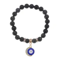 Браслет Полумесяц и Глаз (от сглаза) нат.камень Змеевик 8мм BS-CR-0659