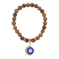 Браслет Полумесяц и Глаз (от сглаза) нат.камень Песочная яшма 8мм BS-CR-0660