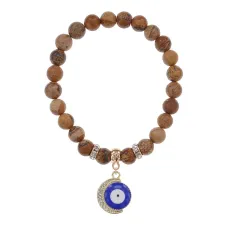 Браслет Полумесяц и Глаз (от сглаза) нат.камень Песочная яшма 8мм BS-CR-0660