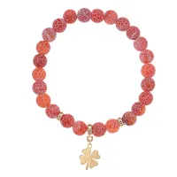 Браслет Клевер (удача и везение) нат.камень Африканский агат 8мм BS-CR-0754