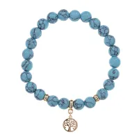 Браслет Дерево жизни (защита и развитие) синт.камень Бирюза 8мм BS-CR-0815