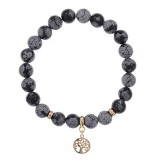 Браслет Дерево жизни (защита и развитие) нат.камень Снежный обсидиан 8мм BS-CR-0824