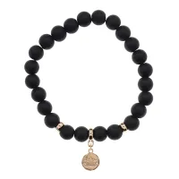 Браслет Лотос (гармония и развитие) синт.камень Шунгит 8мм BS-CR-0864