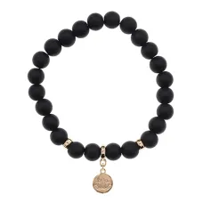 Браслет Лотос (гармония и развитие) синт.камень Шунгит 8мм BS-CR-0864