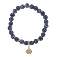 Браслет Лотос (гармония и развитие) нат.камень синий Африк. агат 8мм BS-CR-0867