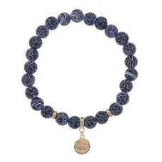 Браслет Лотос (гармония и развитие) нат.камень синий Африк. агат 8мм BS-CR-0867