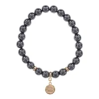 Браслет Лотос (гармония и развитие) синт.камень Гематит (не магнит.) 8мм BS-CR-0868