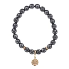 Браслет Лотос (гармония и развитие) синт.камень Гематит (не магнит.) 8мм BS-CR-0868