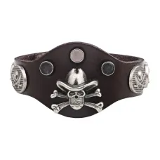 Кожаный браслет Ковбой, 210х40мм, цвет коричневый BS387-02