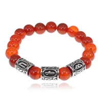 Браслет Руны Пива (защита от магии), нат.камень Сердолик 10мм BSRX10-02
