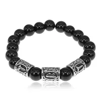 Браслет Божественная защита, нат.камень Черный агат 10мм BSRX10-07