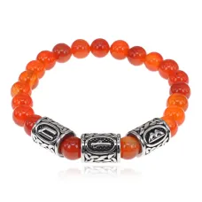 Браслет Руны Пива (защита от магии), нат.камень Сердолик 8мм BSRX8-02