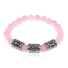 Браслет Удача в любви, нат.камень Розовый кварц 8мм BSRX8-04