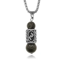 Кулон-амулет Йера с руной из нержавеющей стали, Унакит KULN-13