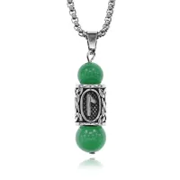 Кулон-амулет Лагуз с руной из нержавеющей стали, Нефрит KULN-22