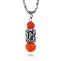 Кулон-амулет Вуньо с руной из нержавеющей стали, Сердолик KULN-36