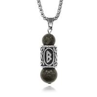 Кулон-амулет Беркана с руной из нерж. стали, Унакит KULN-41