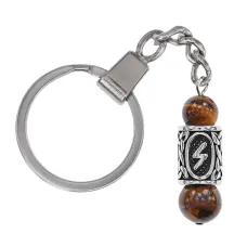 Брелок-амулет Соулу с руной из нержавеющей стали, Тигровый глаз BKN-01