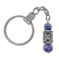 Брелок-амулет Дагаз с руной из нержавеющей стали, Содалит BKN-06