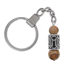 Брелок-амулет Эваз с руной из нержав. стали, Яшма песочная BKN-11