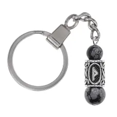 Брелок-амулет Турисаз с руной из нержавеющей стали, Обсидиан BKN-17