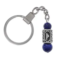 Брелок-амулет Турисаз с руной из нержав. стали, Лазурит BKN-18