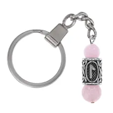 Брелок-амулет Лагуз с руной из нержав. стали, Розовый кварц BKN-21