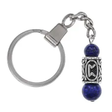 Брелок-амулет Перт с руной из нержав.стали, Лазурит BKN-27