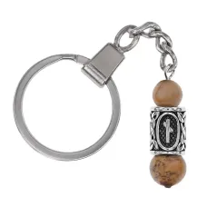 Брелок-амулет Наутиз с руной из нержав. стали, Яшма песочная BKN-29