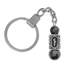 Брелок-амулет Наутиз с руной из нержавеющей стали, Обсидиан BKN-30